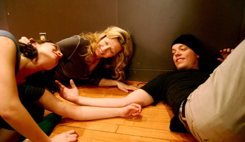 Two actors in our Toronto acting class are being coached on bringing “Authentic Play” into their preparatory scene work